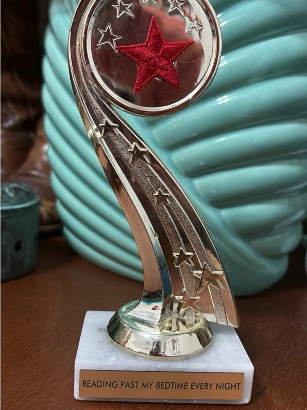 Funny quote Gold Star Trophy - Turquoise Accent